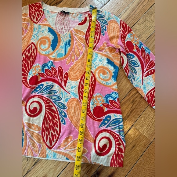 Talbots Sweater Women’s Size L Multicolor Floral Tropical Preppy 100% Cotton - Picture 9 of 9